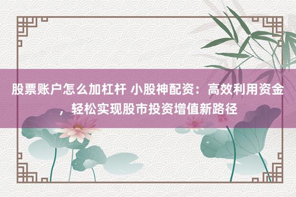 股票账户怎么加杠杆 小股神配资：高效利用资金，轻松实现股市投资增值新路径