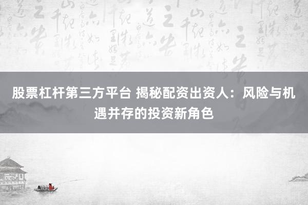股票杠杆第三方平台 揭秘配资出资人：风险与机遇并存的投资新角色