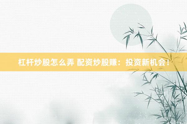 杠杆炒股怎么弄 配资炒股赚：投资新机会！